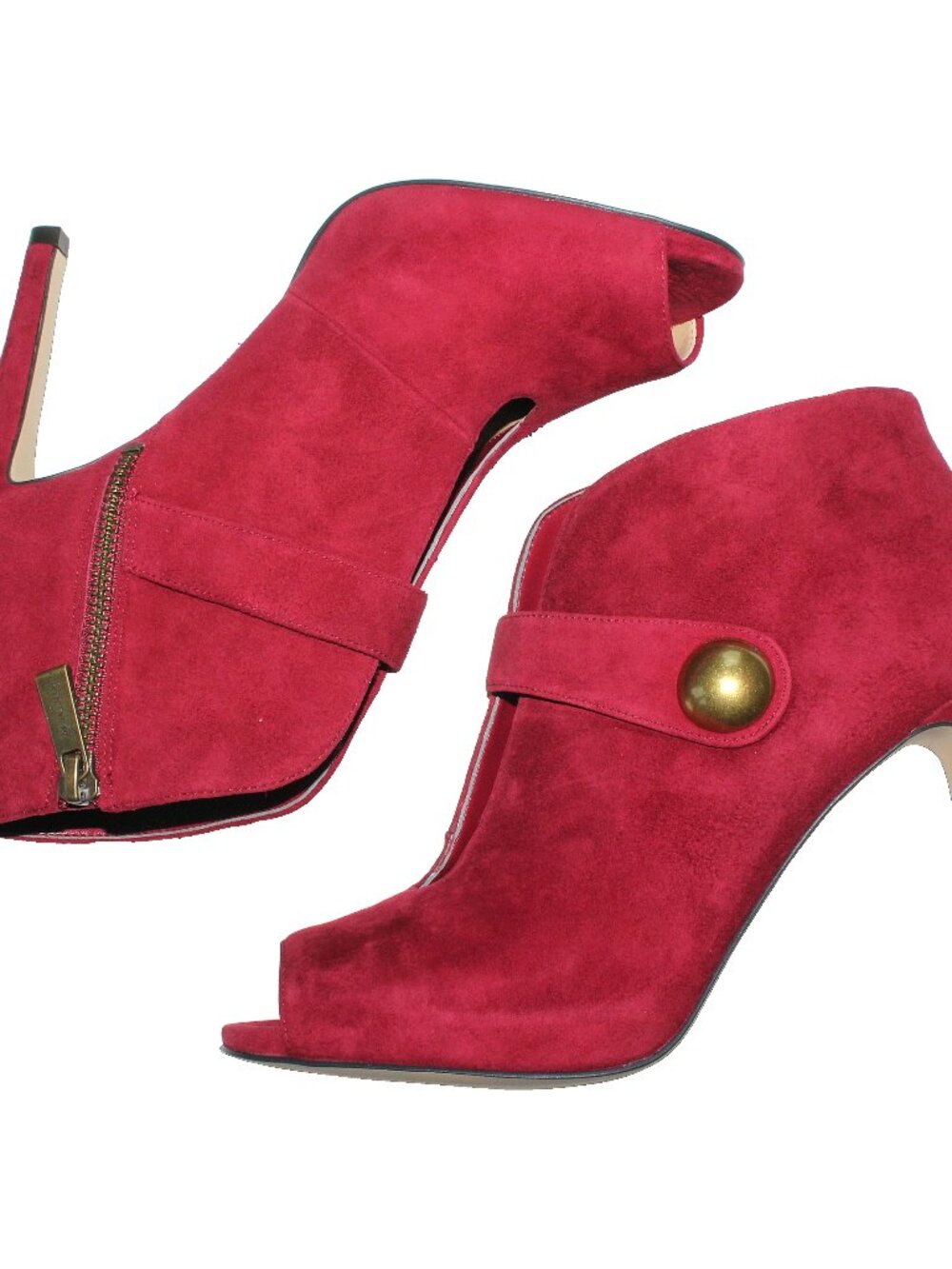 MICHAEL Michael Kors Women's Agnes Open Toe Maroon 8M Suede Booties 40F8AGHS2S